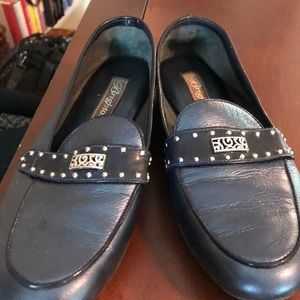Brighton navy slip ons